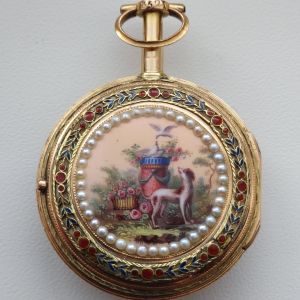 Rokokové francouzské špindlovky. 2 pol 18. století, malba ve smaltu.